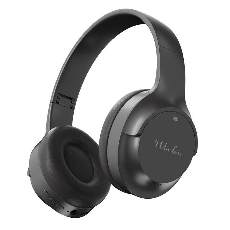 NNEDSZ Black Wireless Bluetooth Headphones with Hi-Fi Bass, Foldable Design, and Card Slot
